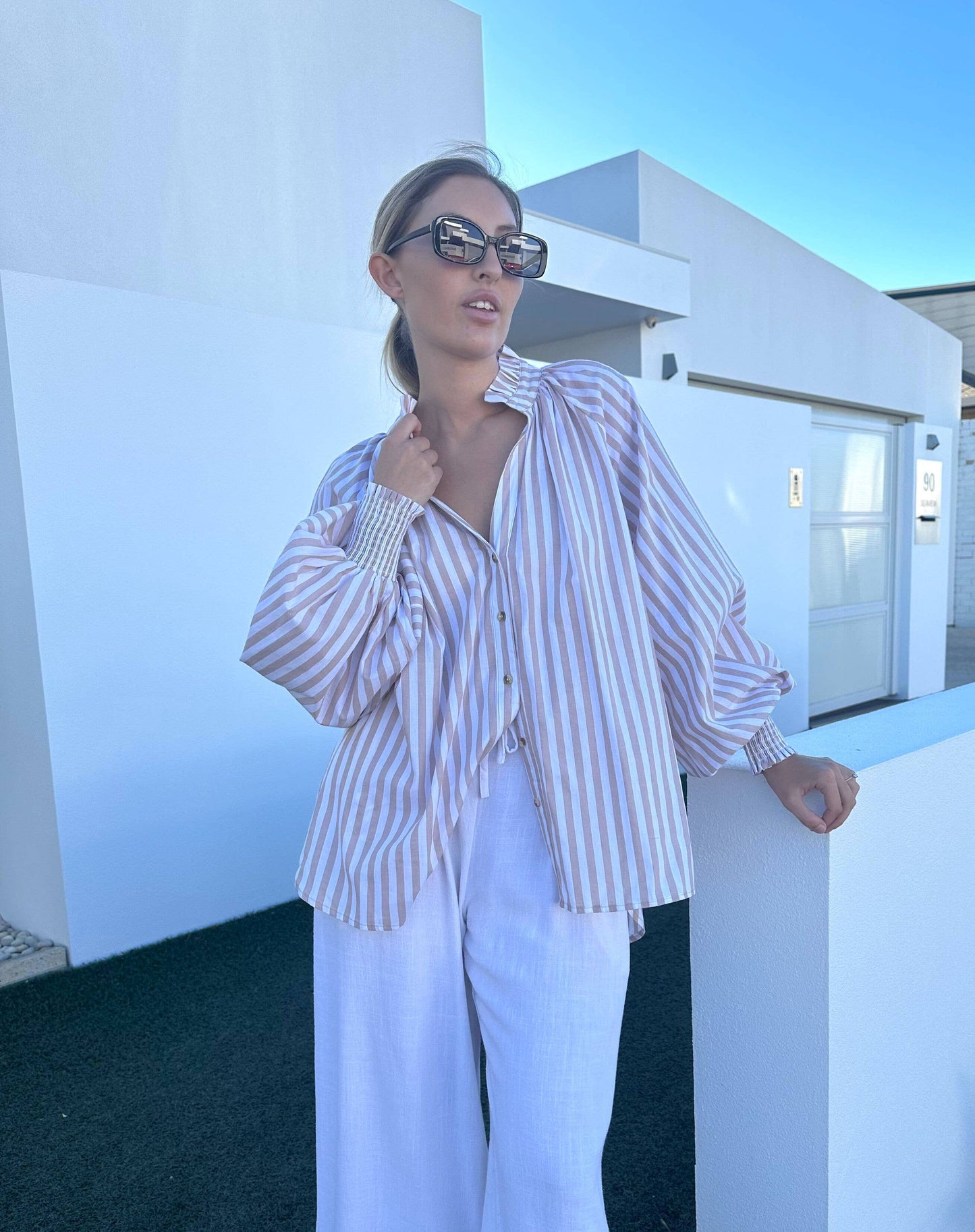 Latte Striped Blouse