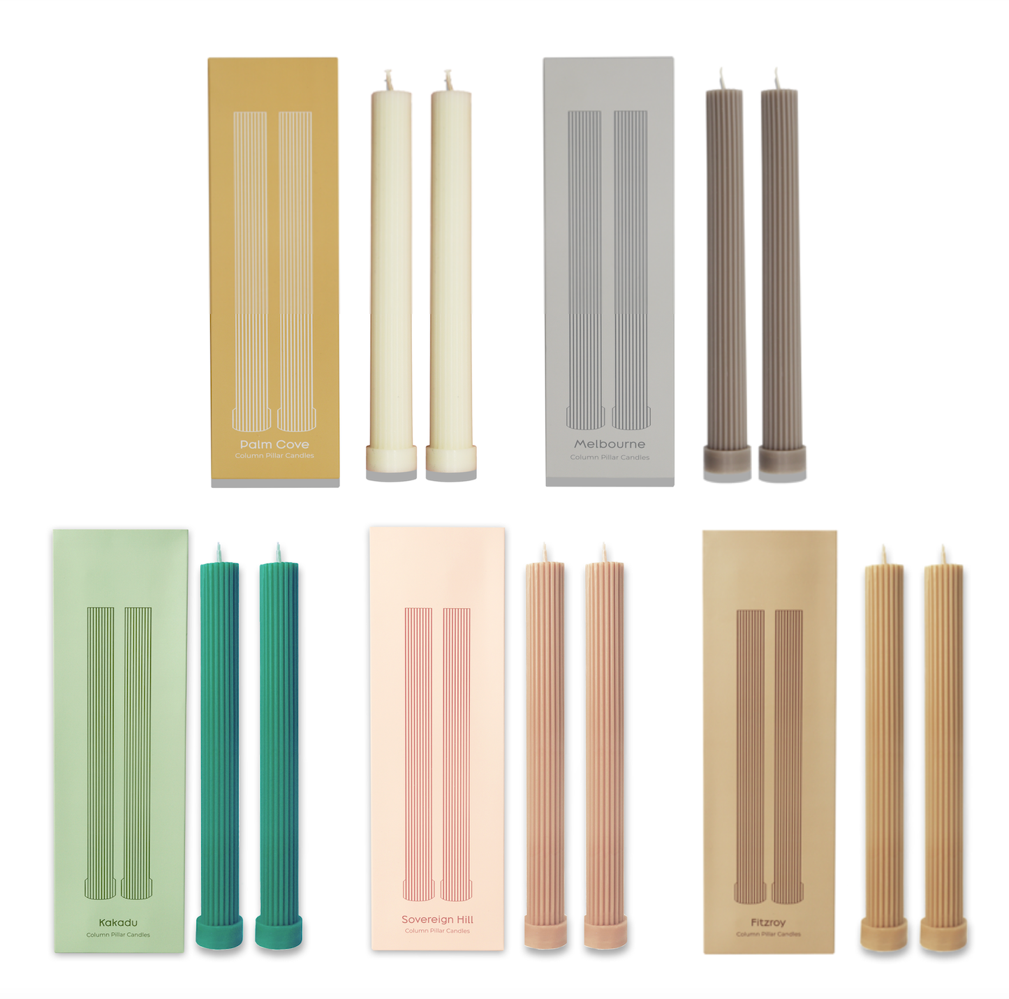 Australian Place Column Pillar Candle (S2): Eucalyptus & Patchouli / Emerald
