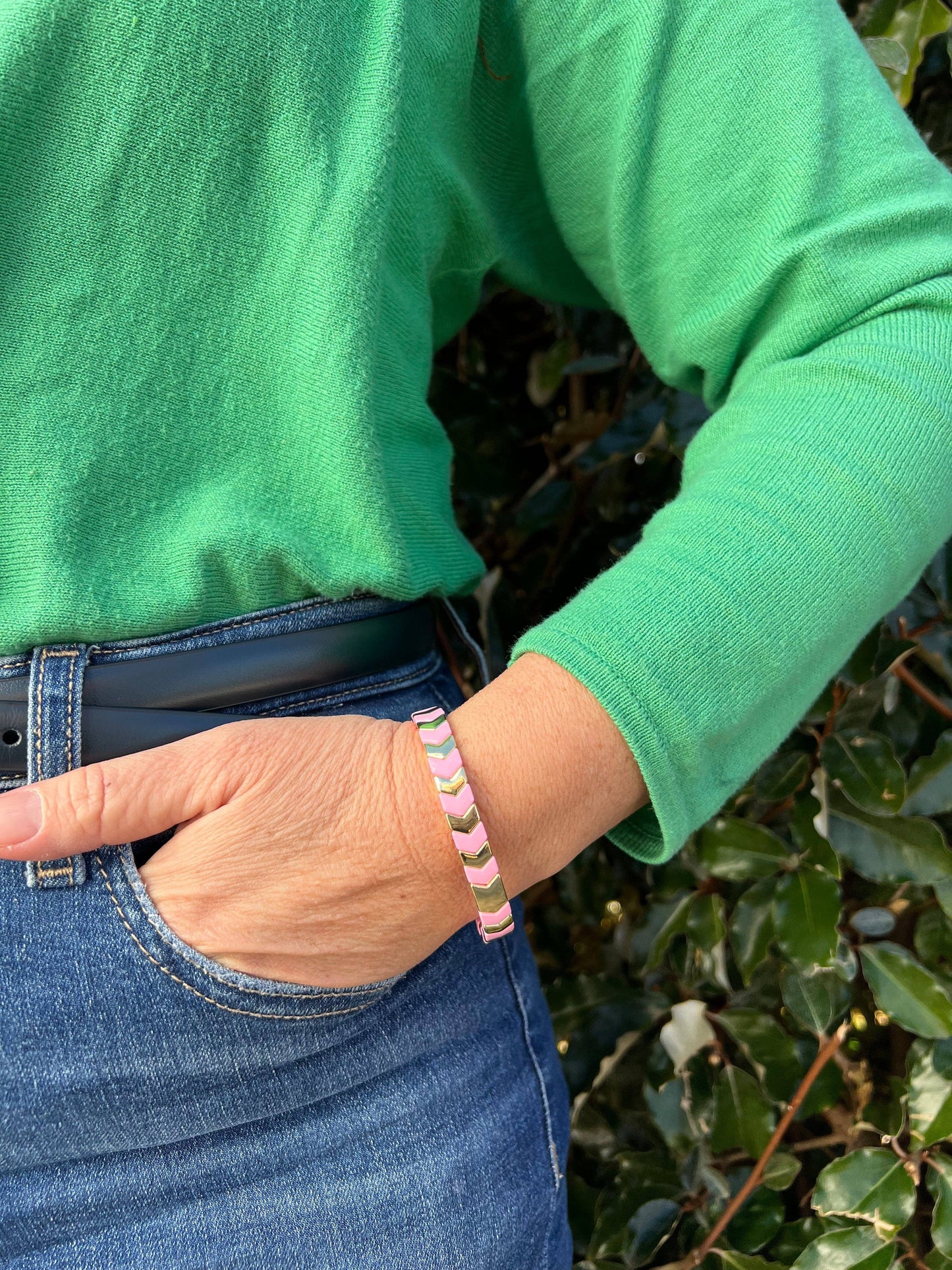 Enamel Bracelet Flower Power Pinks/Gold
