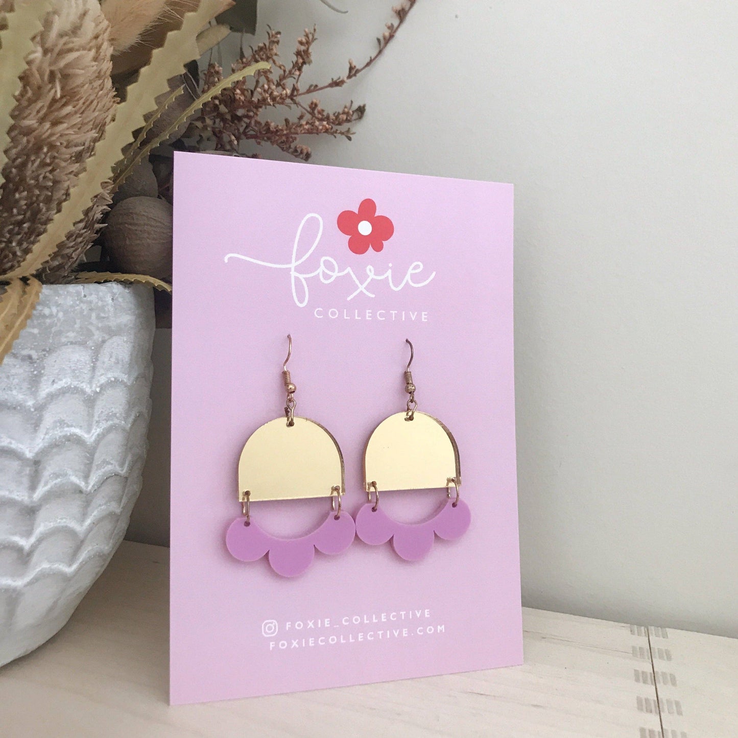 Marlie Earrings | Gold Mirror + Lilac