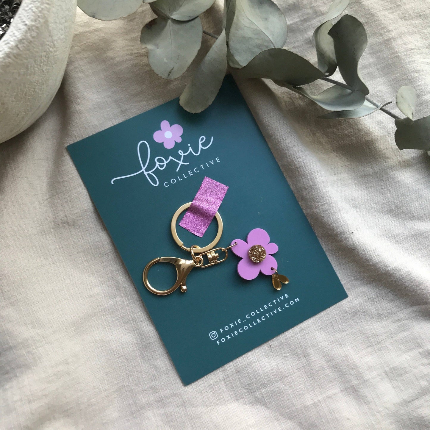 Flower Keyring | Lilac + Gold