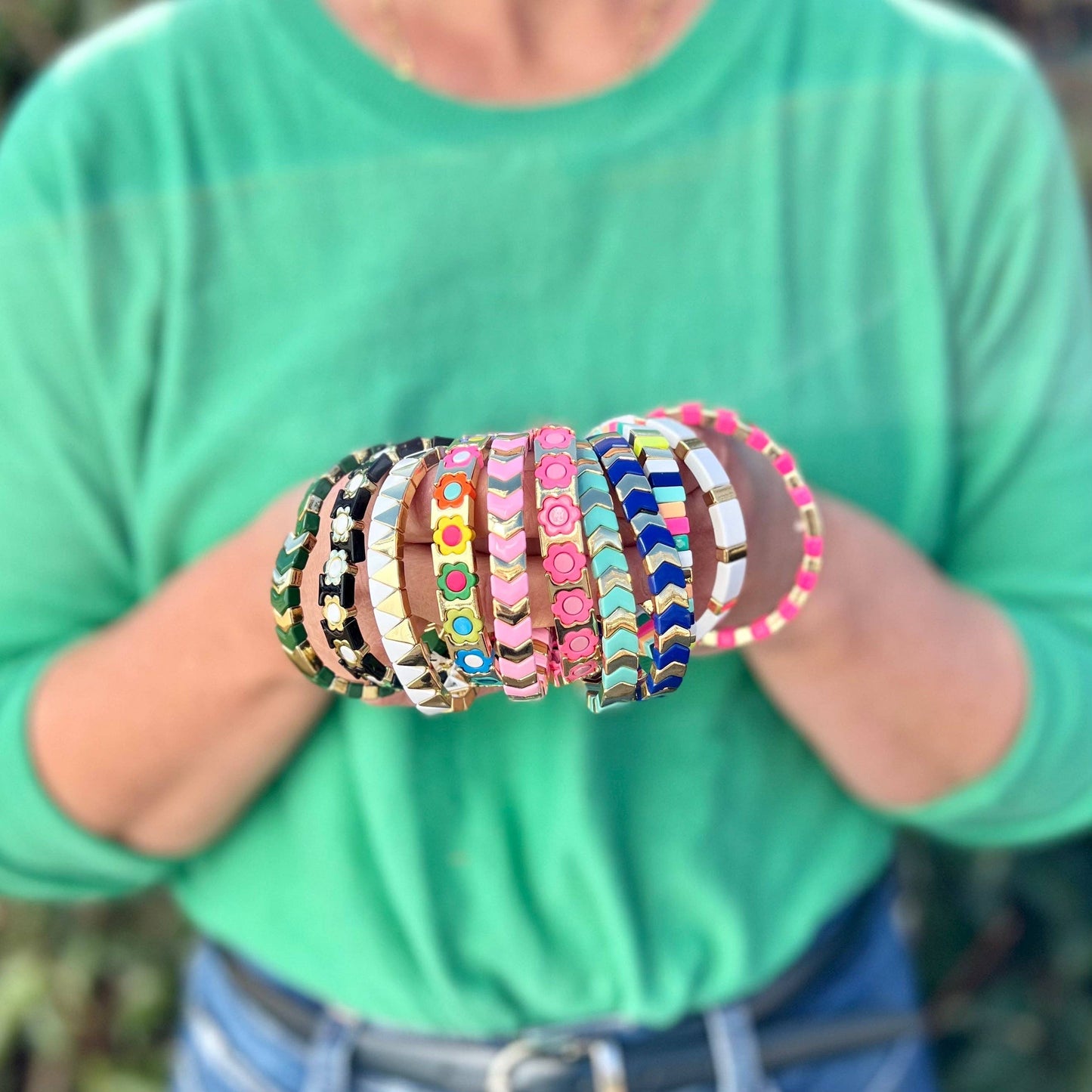 Enamel Brace let Tubey Baby Pink/Gold