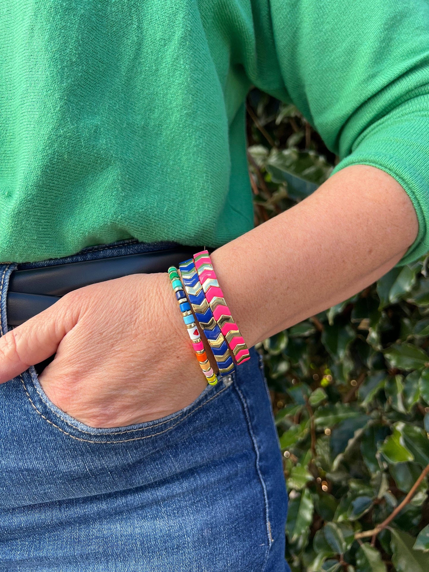 Enamel Bracelet Flower Power Pinks/Gold