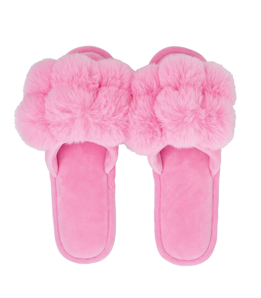 Pom Pom Slippers - Electric Pink