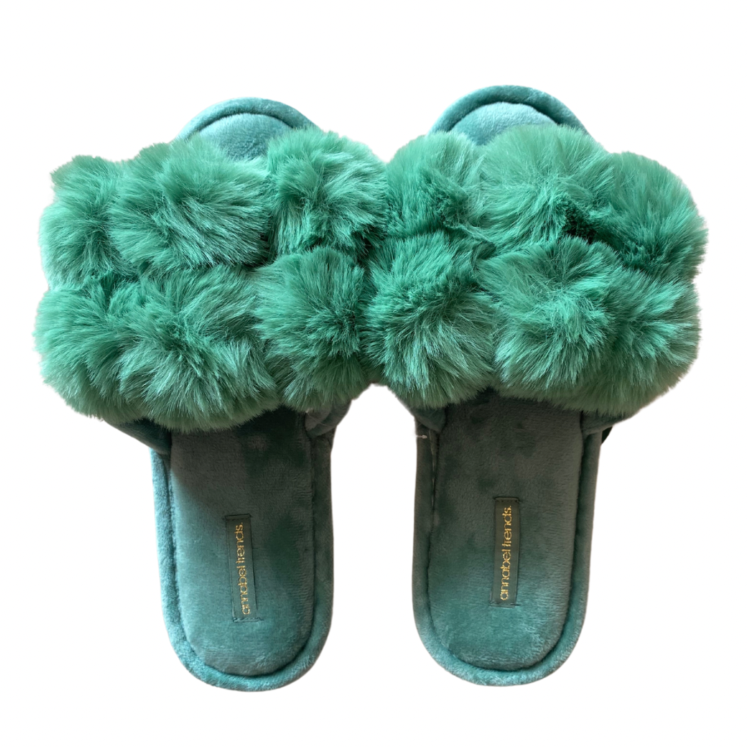 Pom Pom Slippers - Forrest Green
