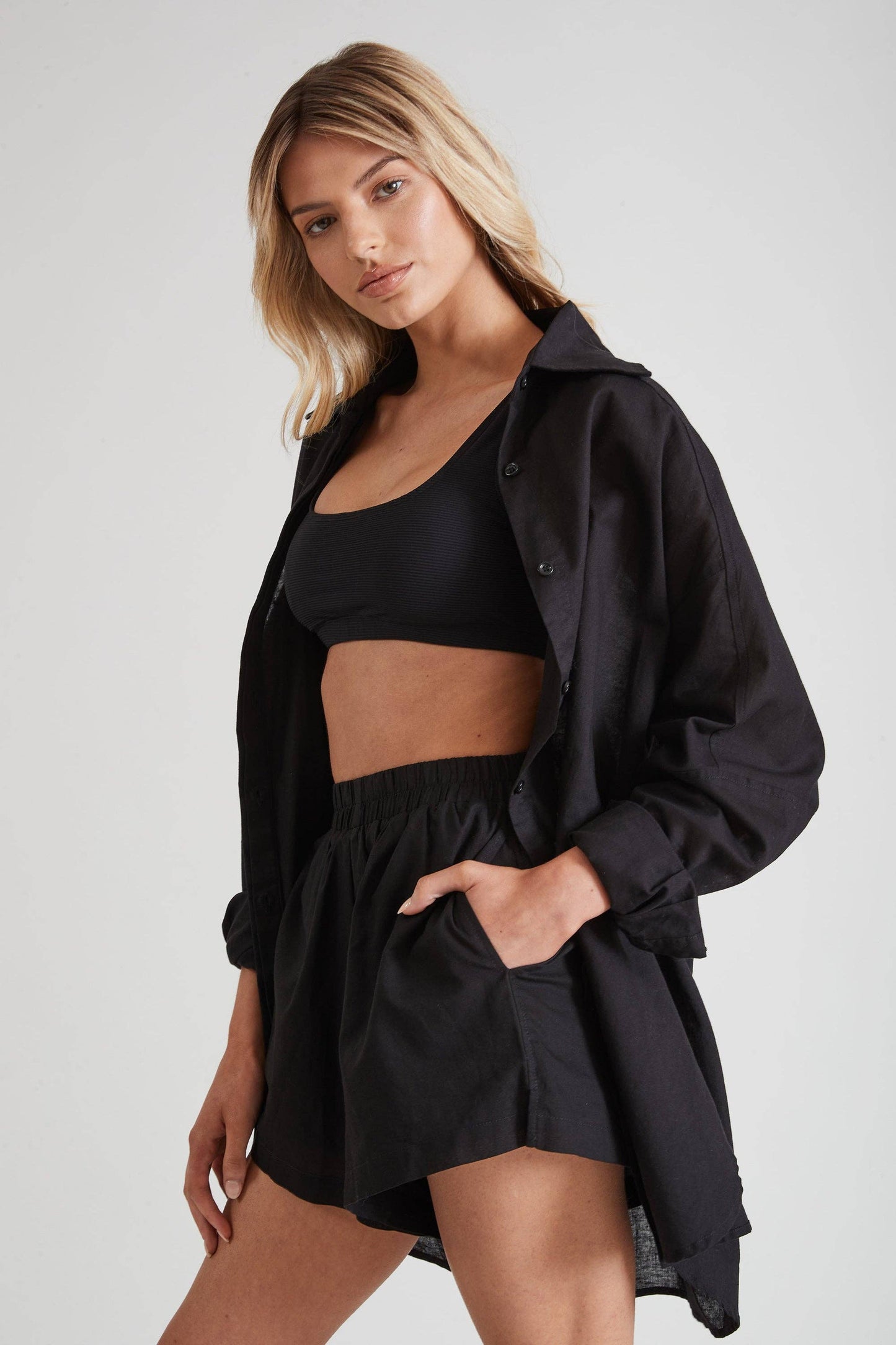 Monaco Black Linen Shirt