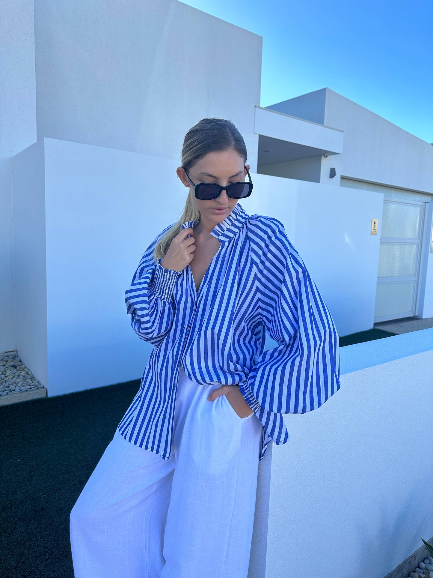 Cobolt Blue Striped Blouse