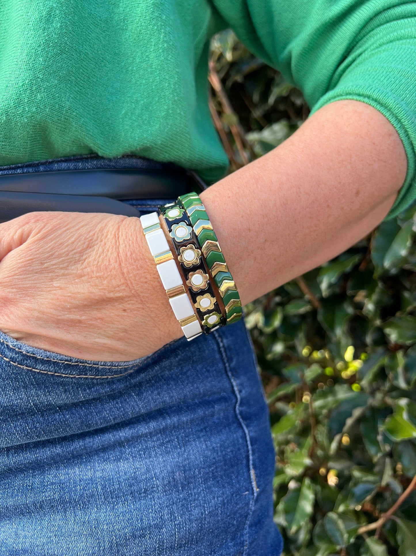 Enamel Bracelet Heart Blue Multis/Gold