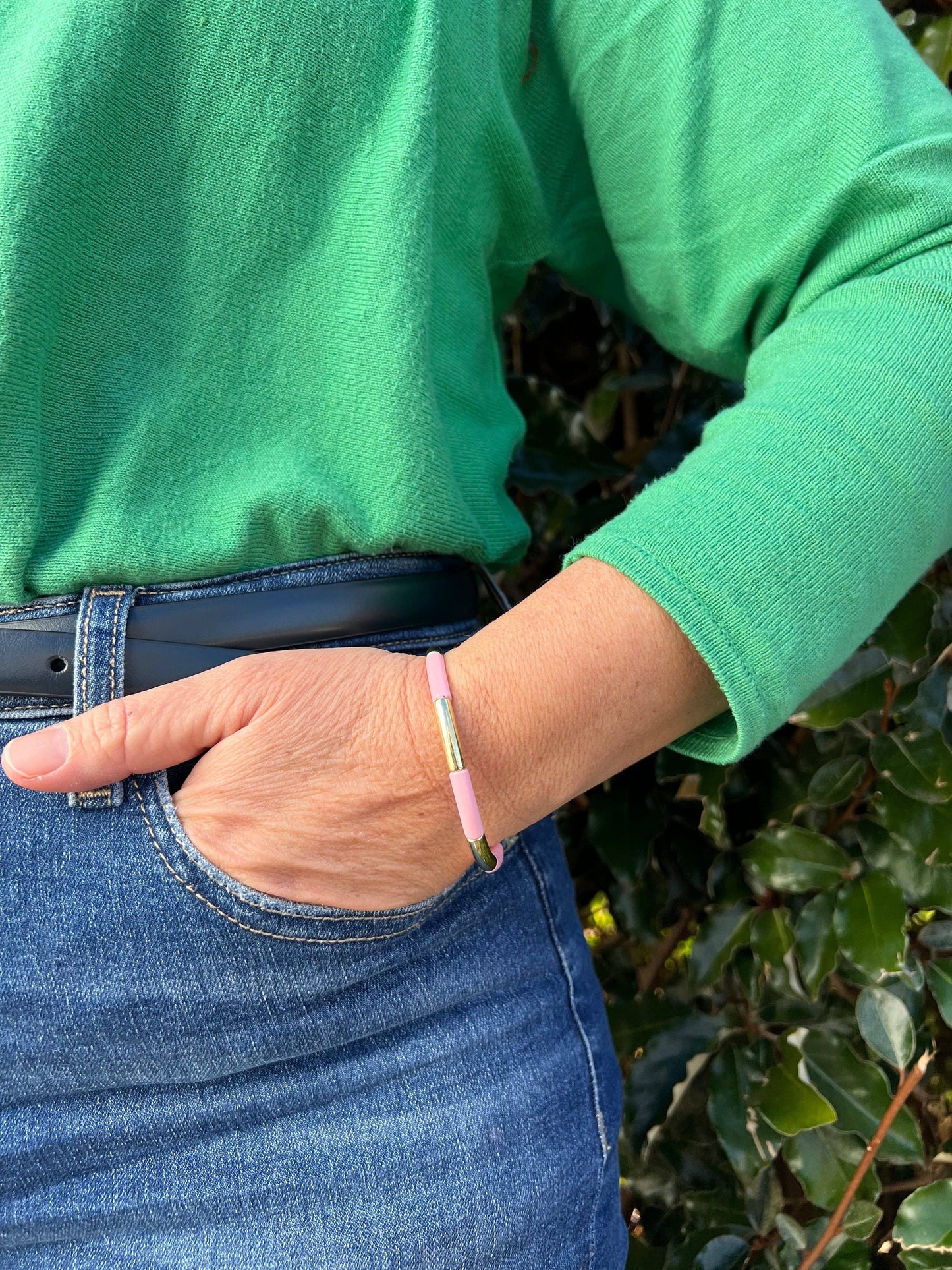 Enamel Bracelet Flower Power Pinks/Gold