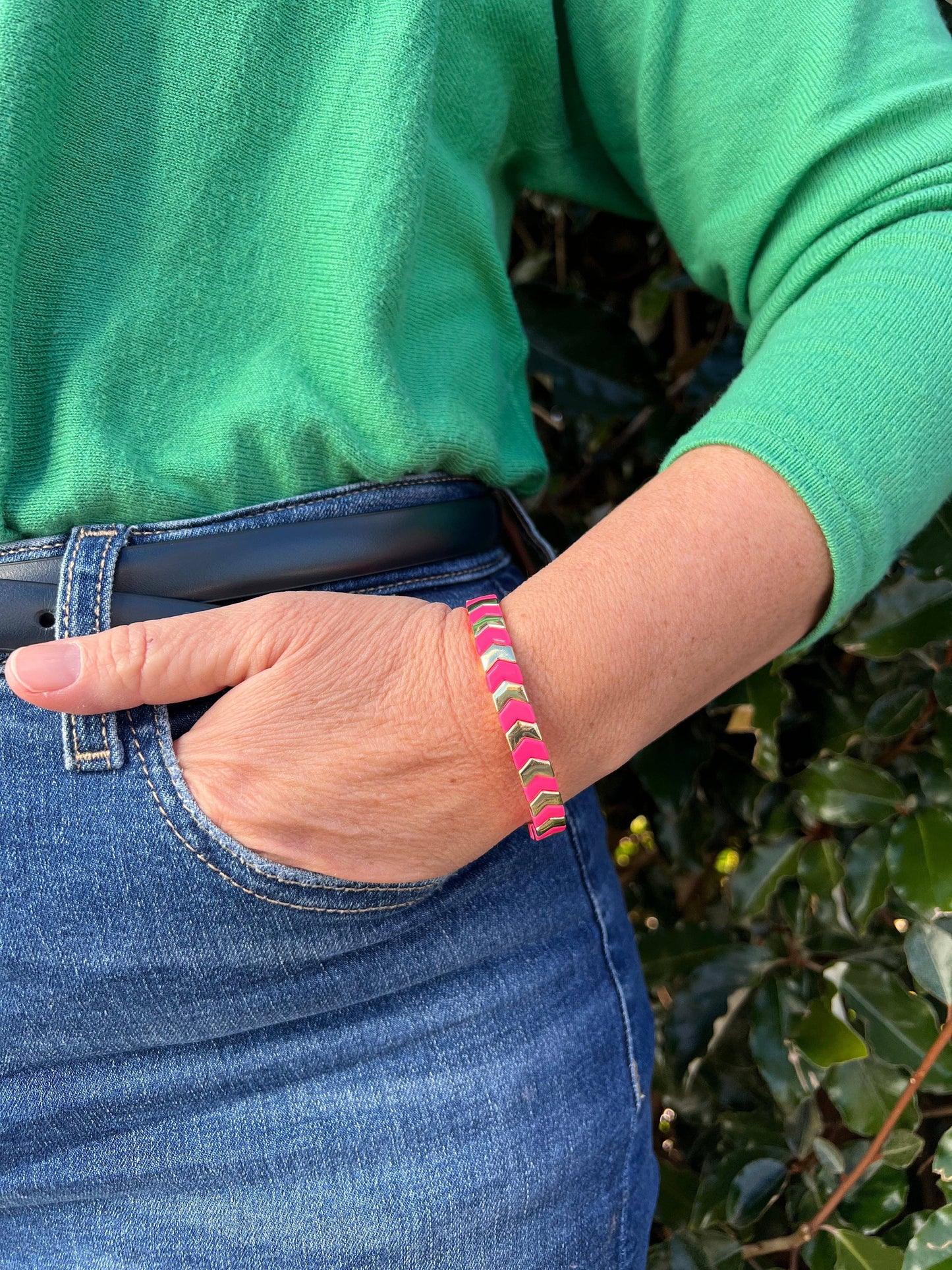 Enamel Bracelet Flower Power Pinks/Gold