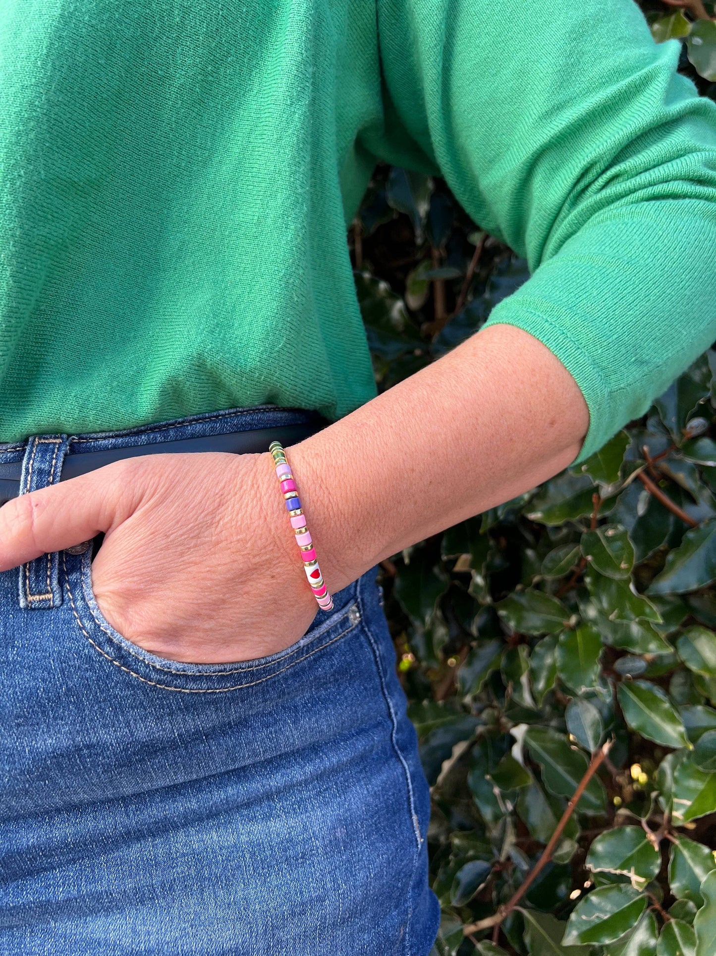 Enamel Bracelet Flower Power Pinks/Gold
