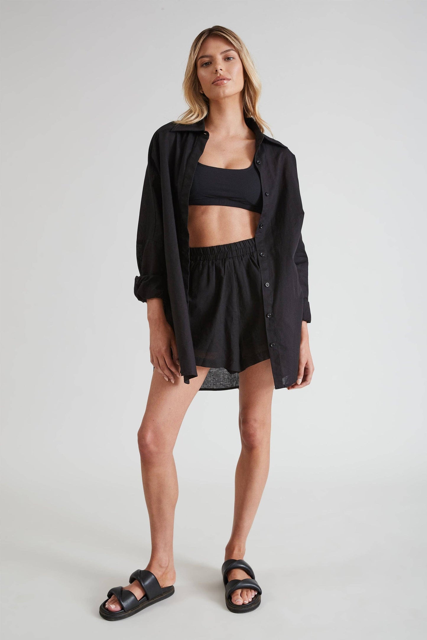Monaco Black Linen Shirt
