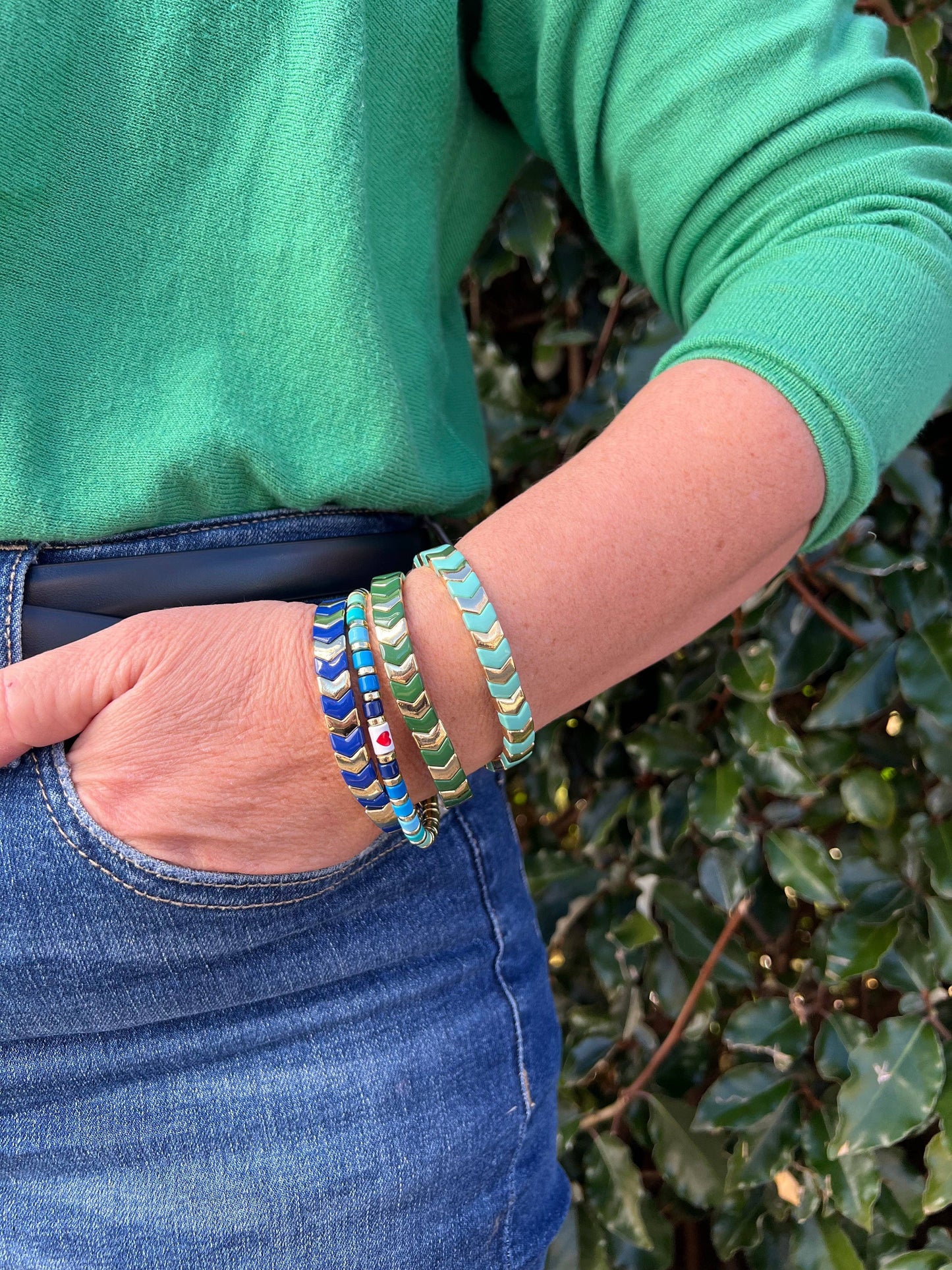 Enamel Bracelet Flower Power Pinks/Gold