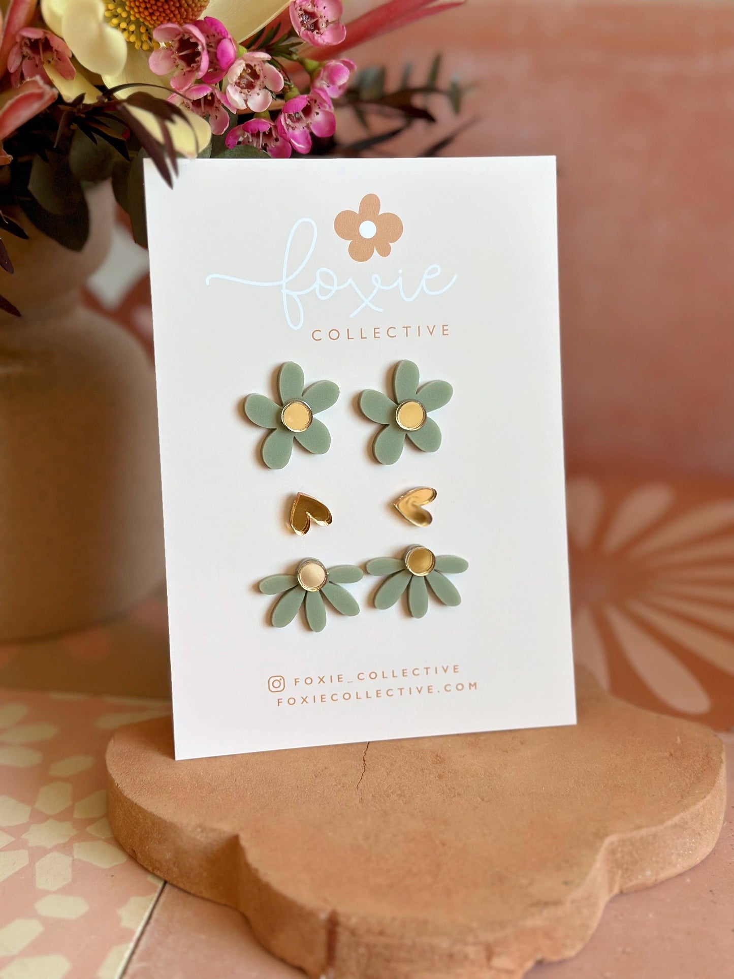 Stud Pack Trio | Sage + Gold
