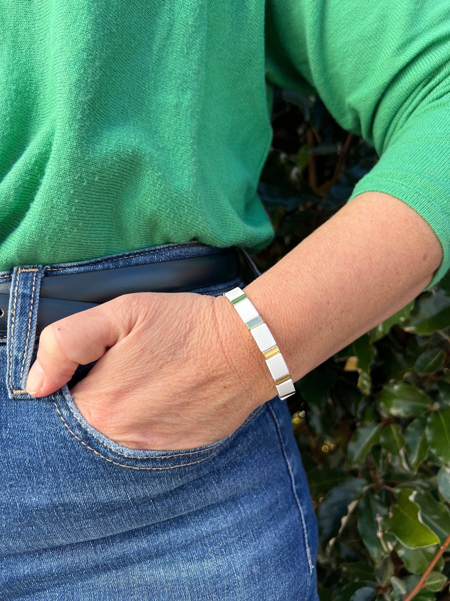Enamel Brace let Tubey Baby Pink/Gold