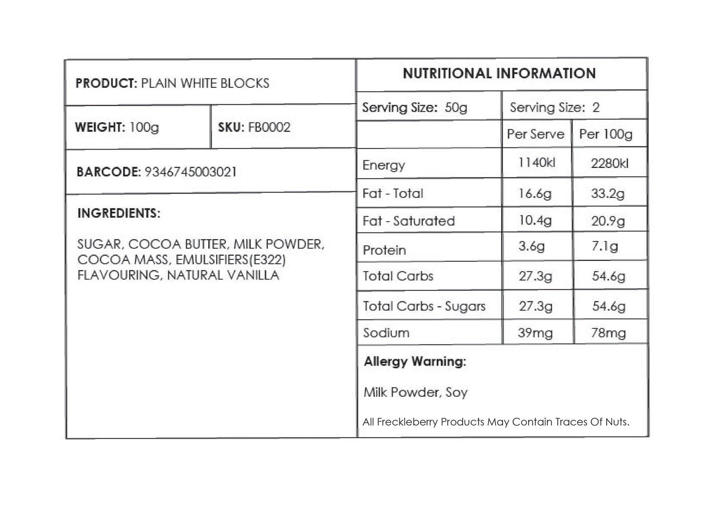Block Choc - White