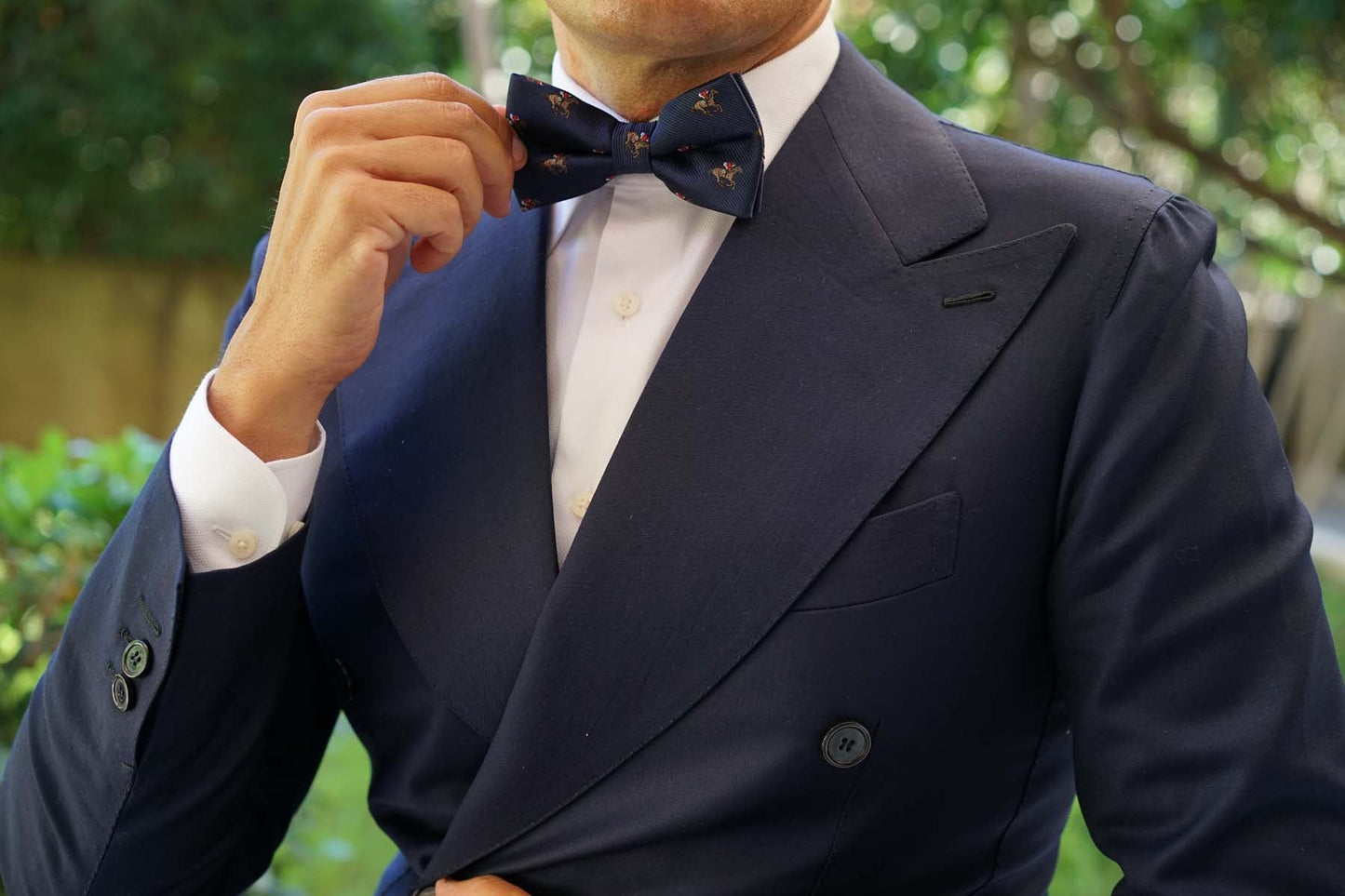 Race Horse Navy Bow Tie