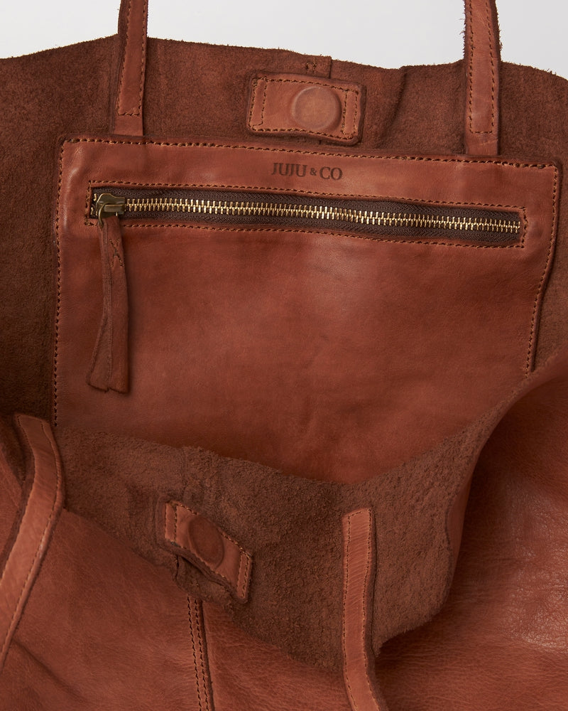 Juju Unlined Tote - Cognac