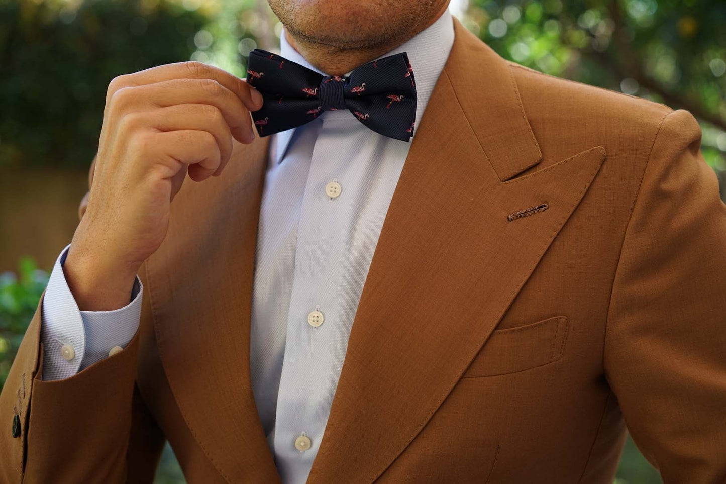 Navy Pink Flamingo Bow Tie