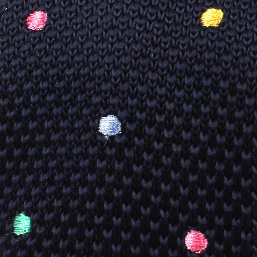 Navy Knitted Polkadot Tie