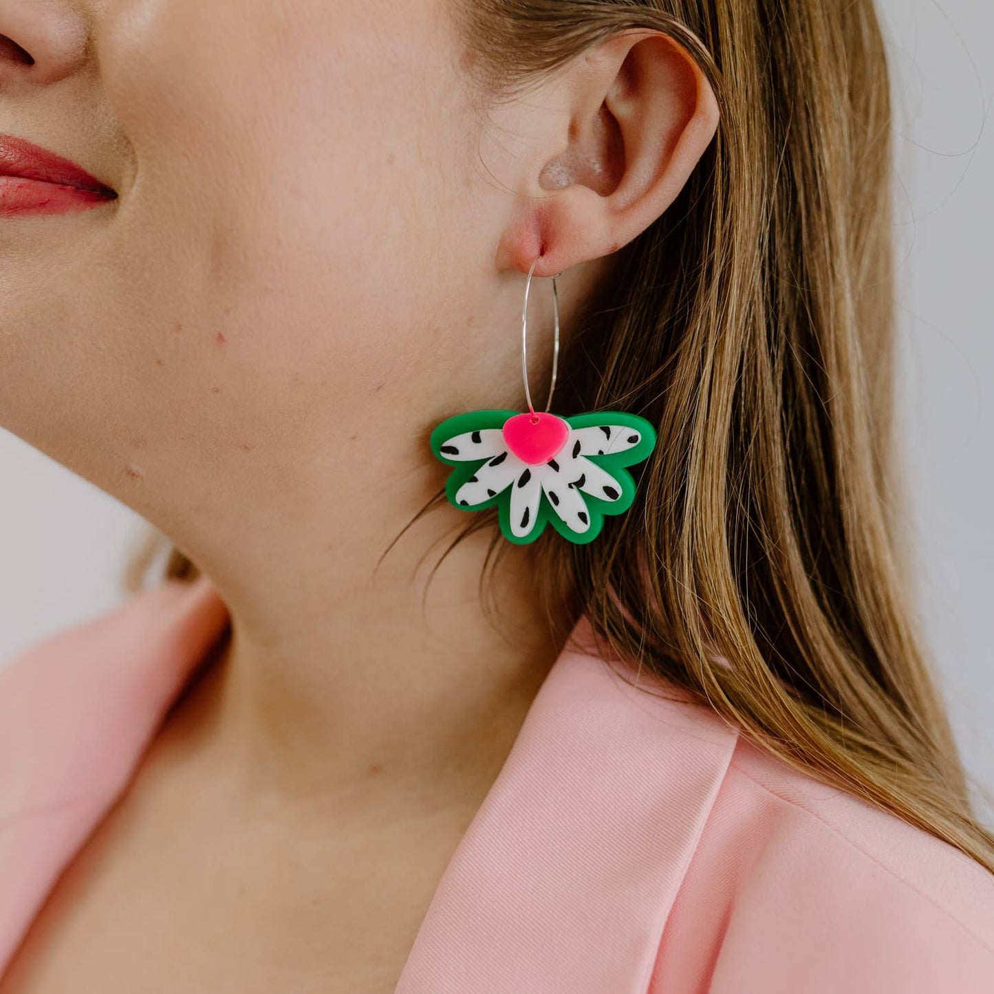 Ella Hoops - Green/Black Spot/Hot Pink