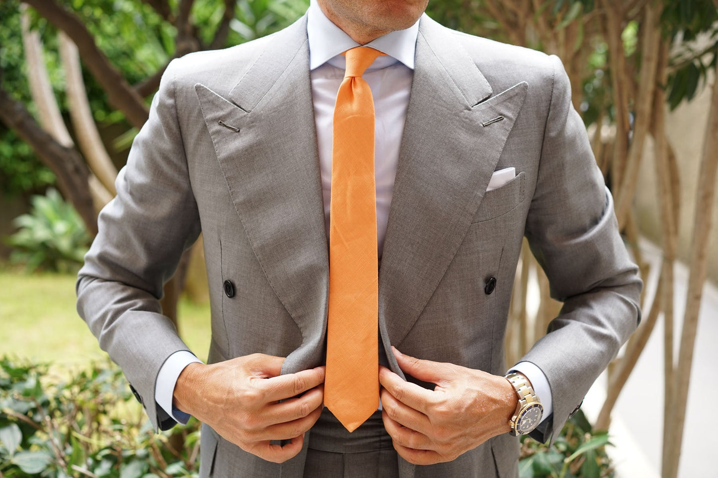Orange Linen Tie - Skinny