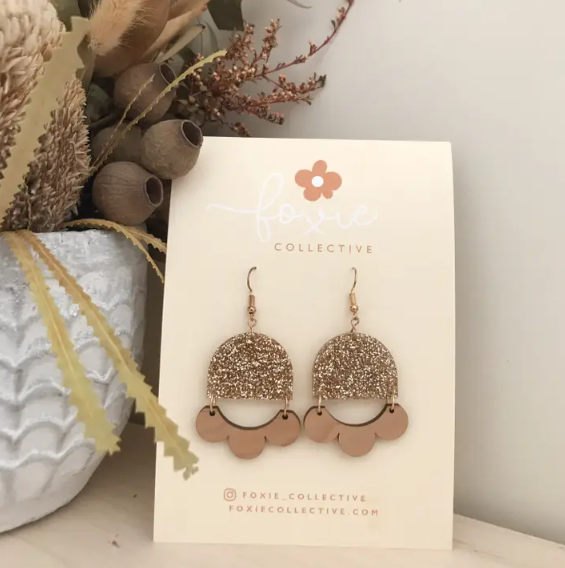Marlie Earrings | Gold Glitter + Gold