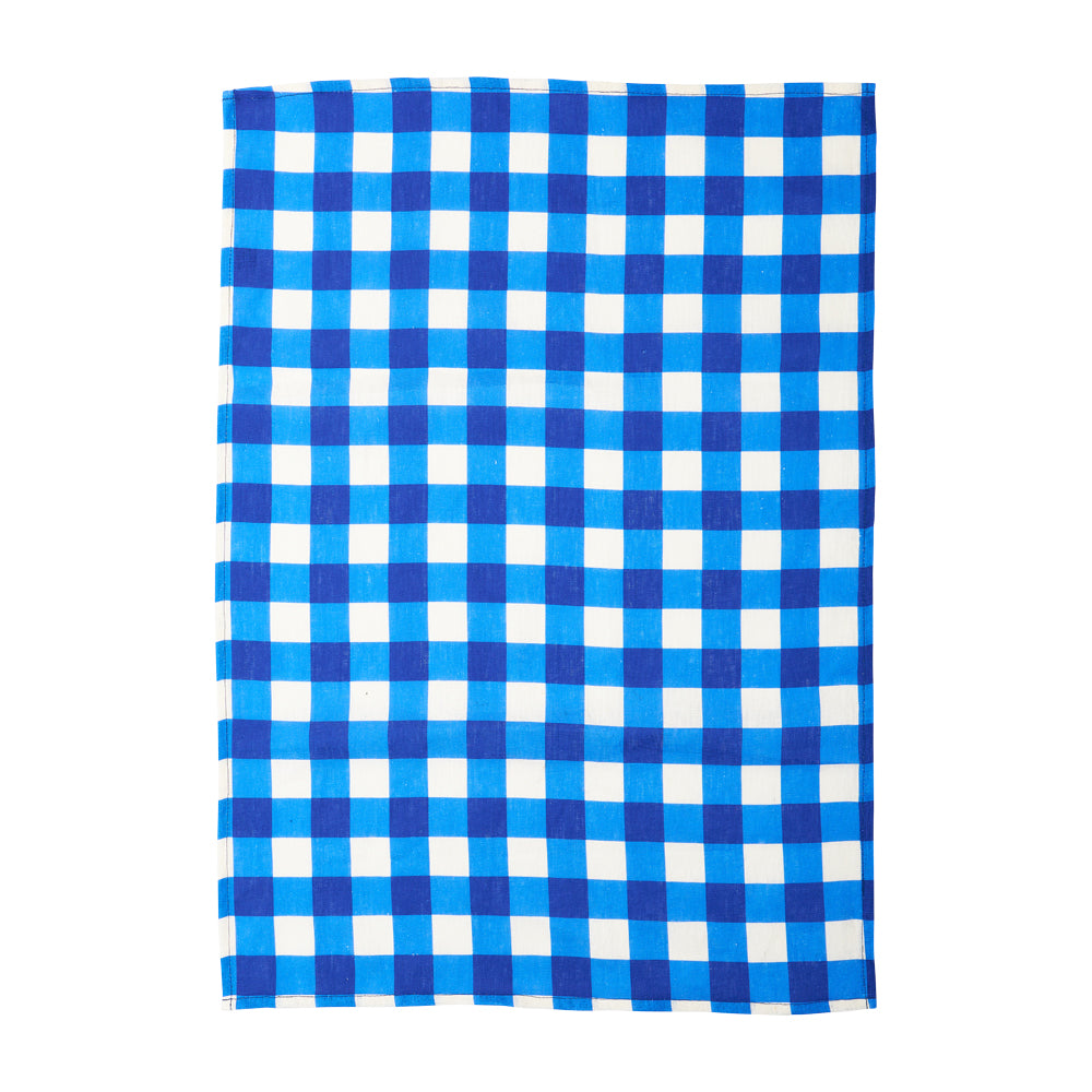 Linen T-Towel - Cobolt Check