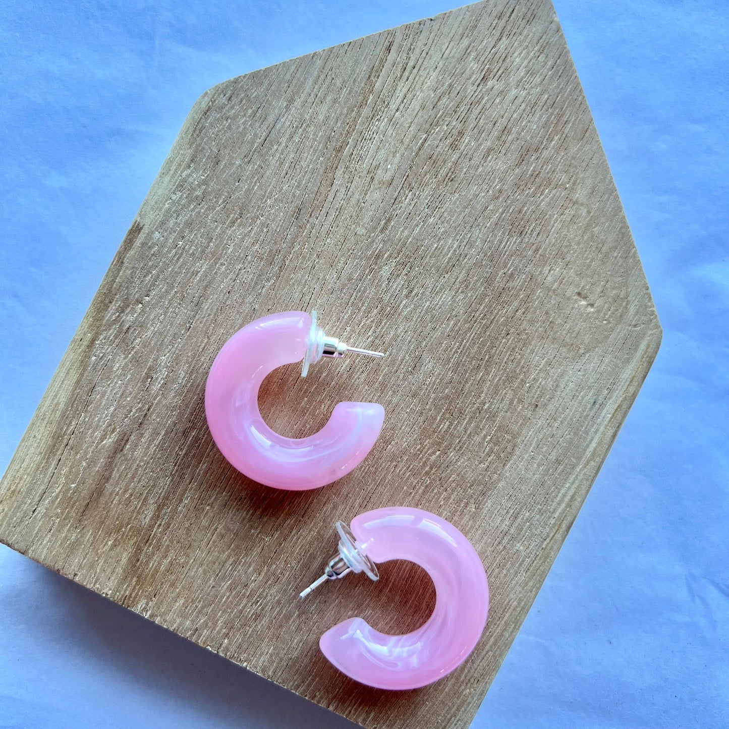 Chubby Resin Hoops Light Pink
