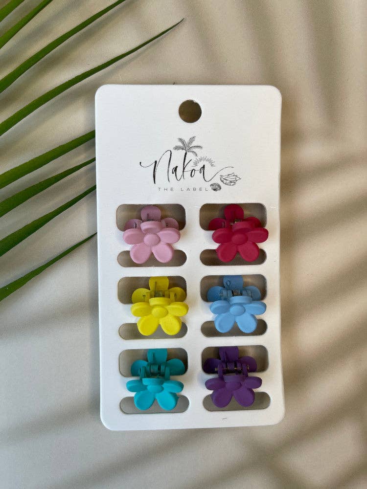 Claw Clip - Set of 6 - Bright - Mini Flower