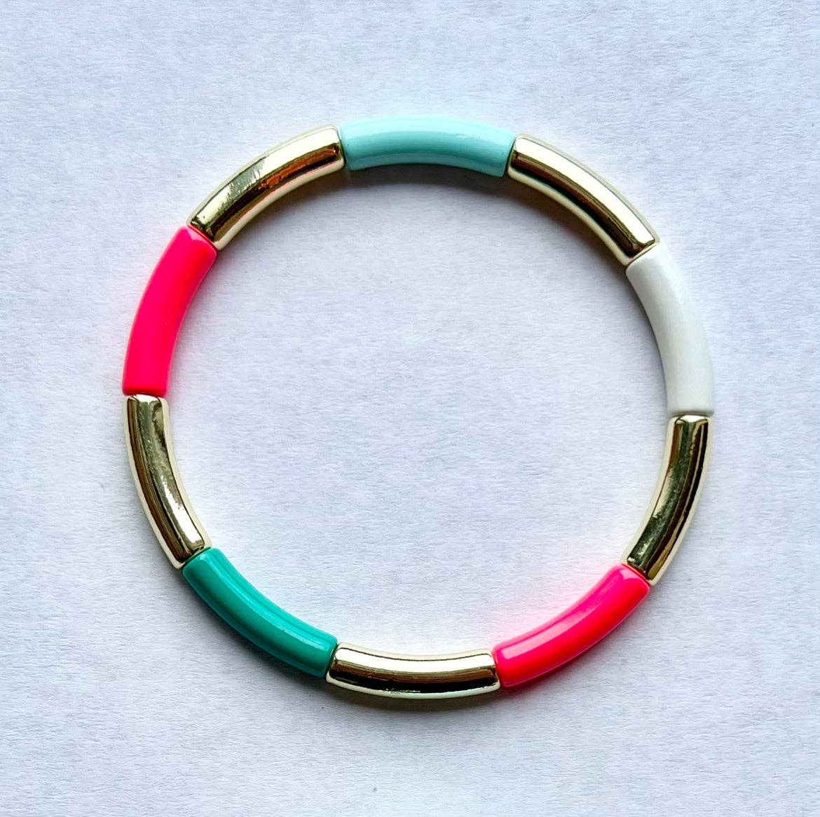 Tubey Aqua/Bright Coral/Gold Bracelet