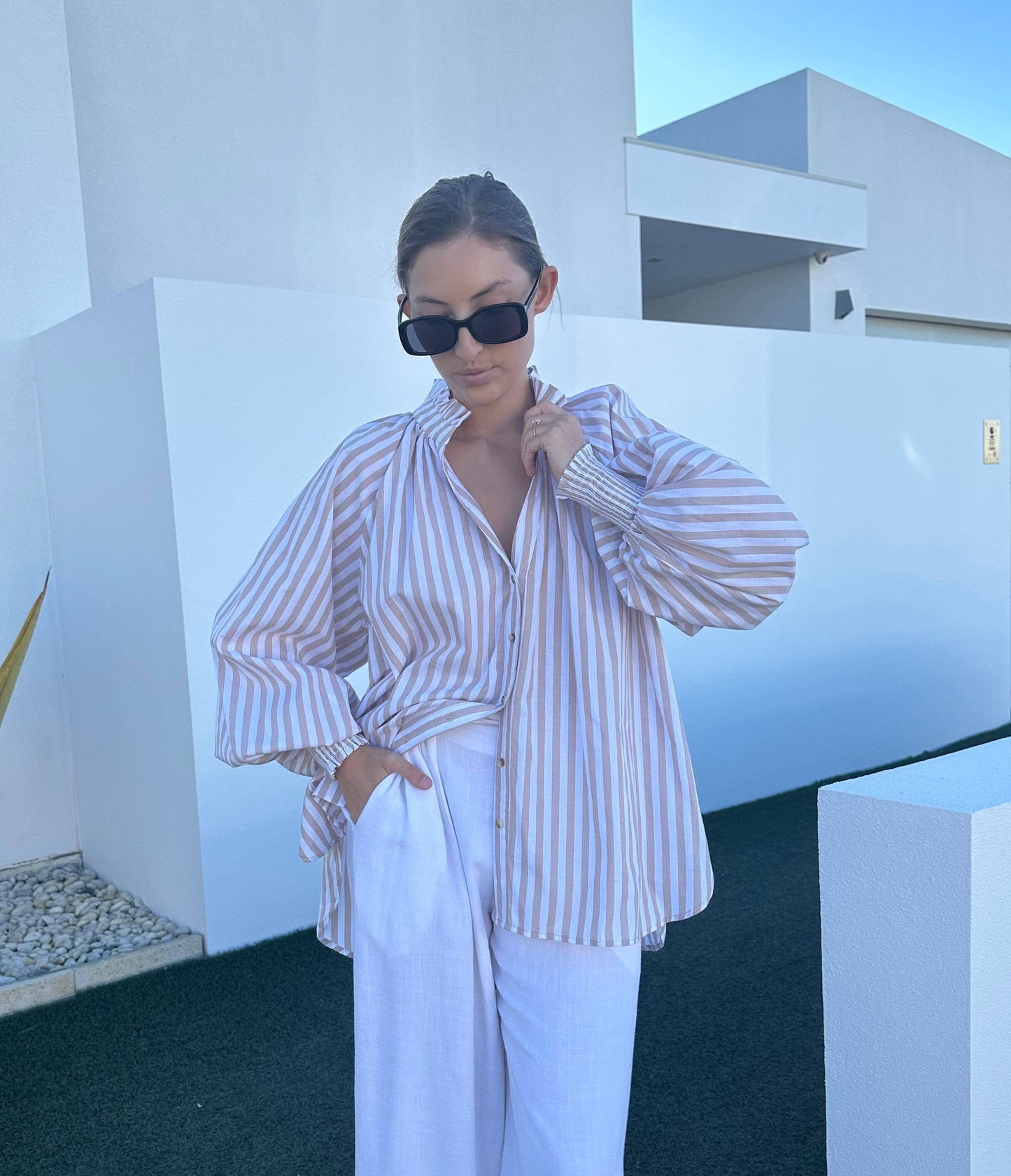 Latte Striped Blouse