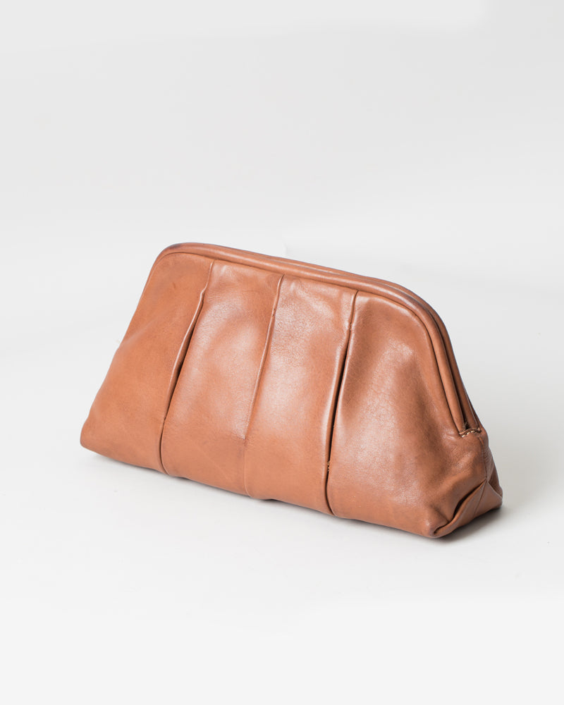 JuJu Pleated Clutch - Cognac