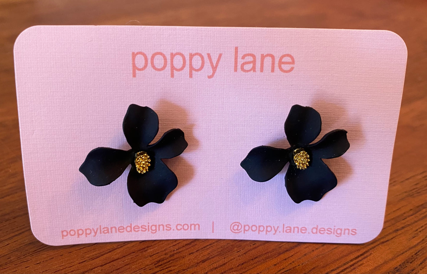 Poppy Lane -Black & Gold Flower Studs