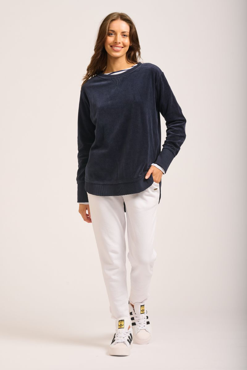 Velour Sweatshirt - French Navy