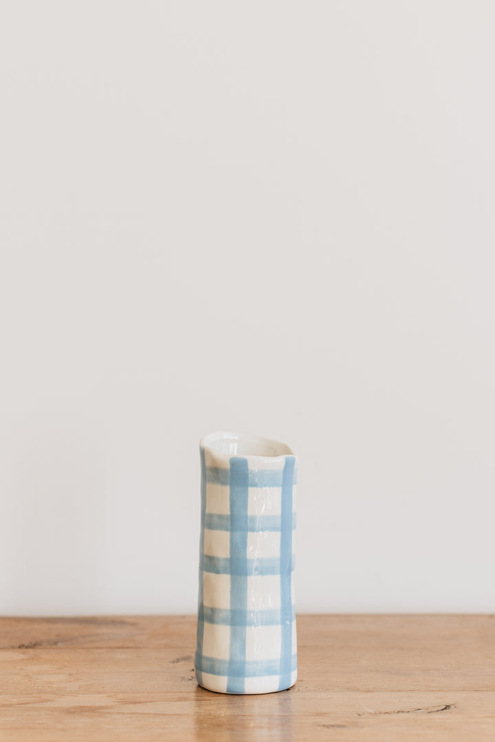 Small Cornflower Gingham Vase
