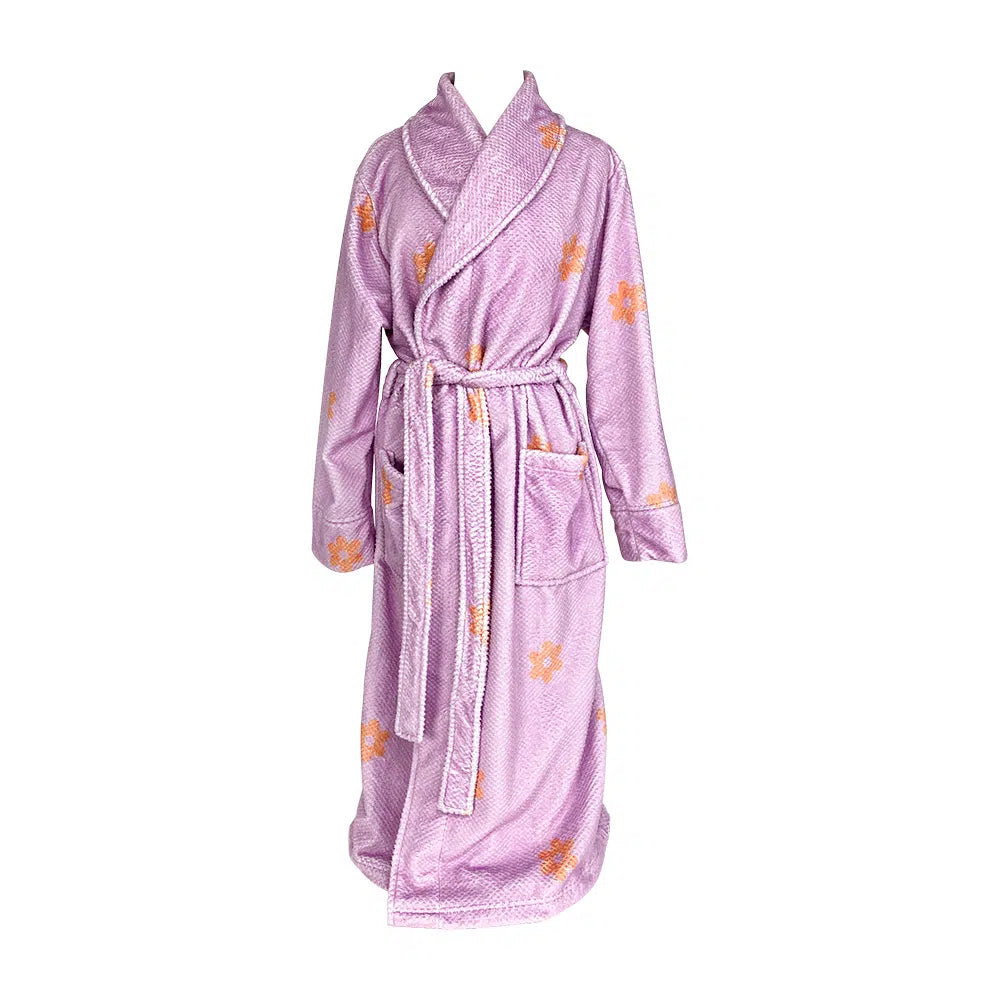 Daisy Lilac Gingham Bath Robe