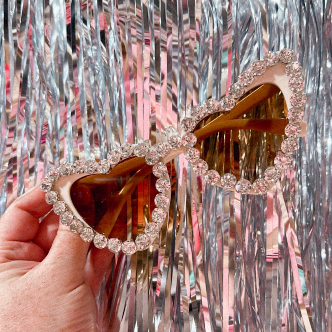 White Sparkle Heart Glasses