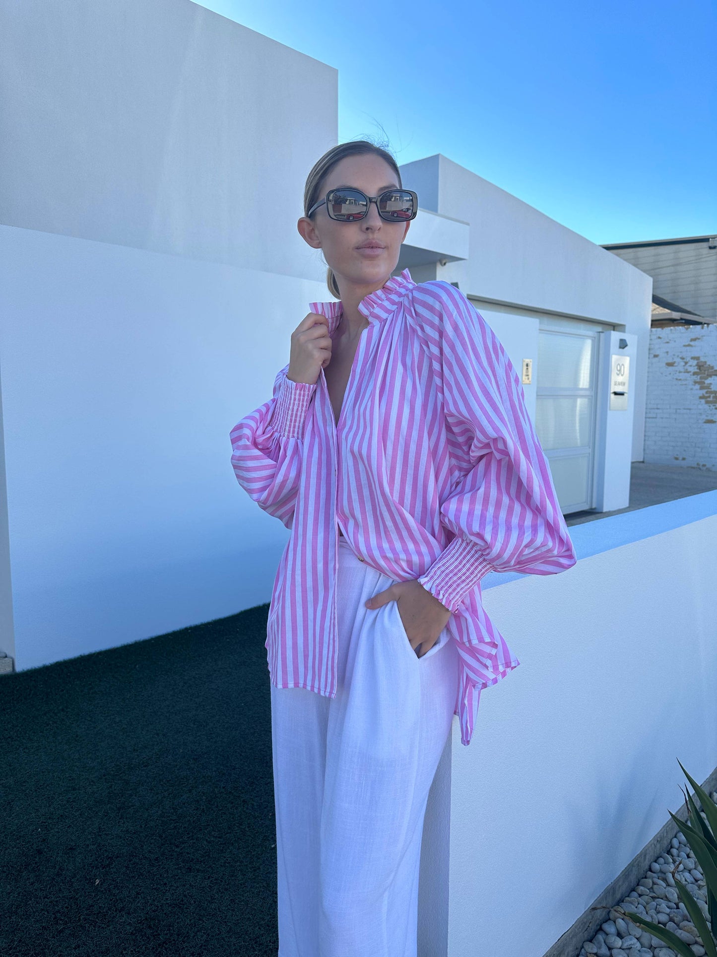 Pink Striped Blouse