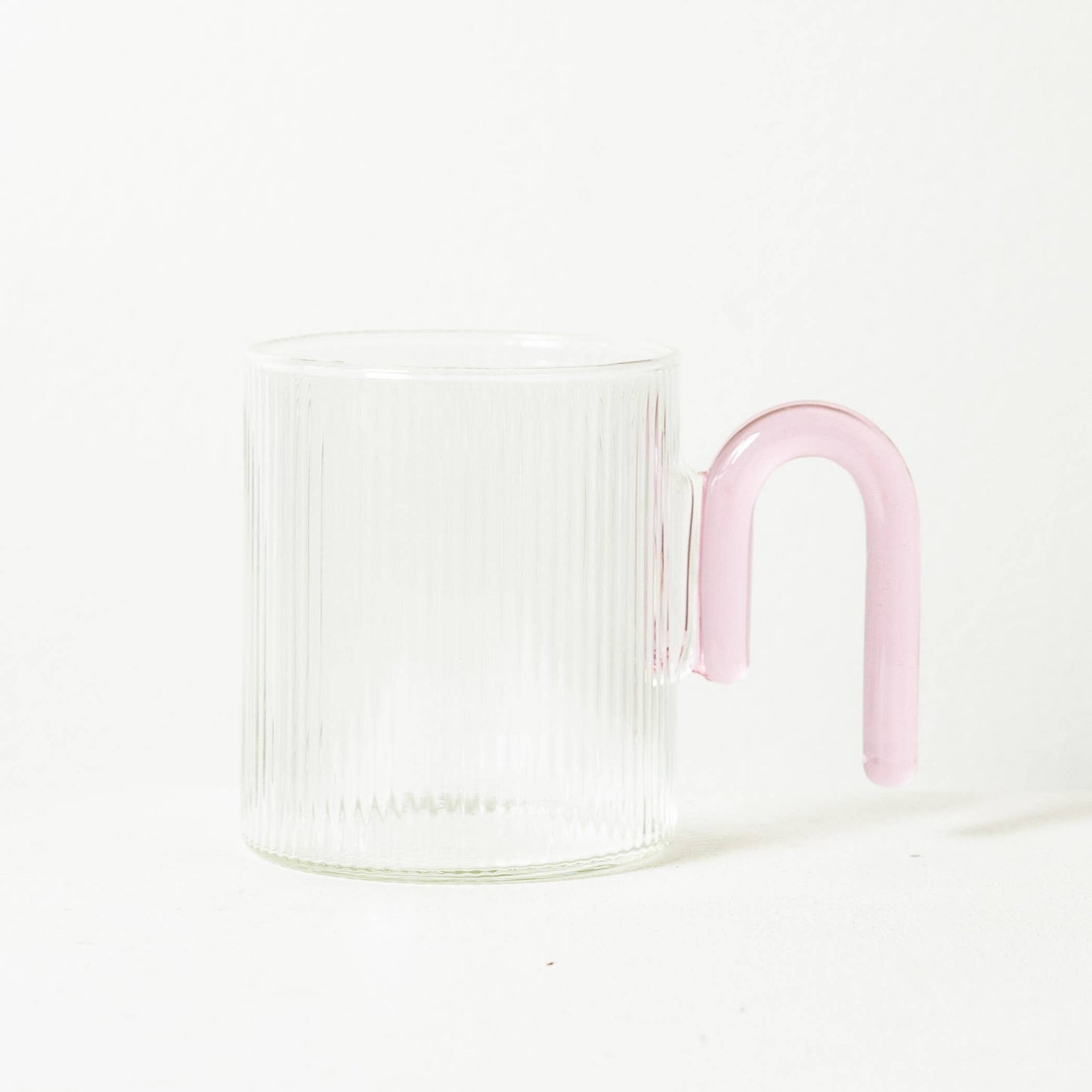 Archer Ribbed Glass Cup: Bottle Green / Taffy Pink