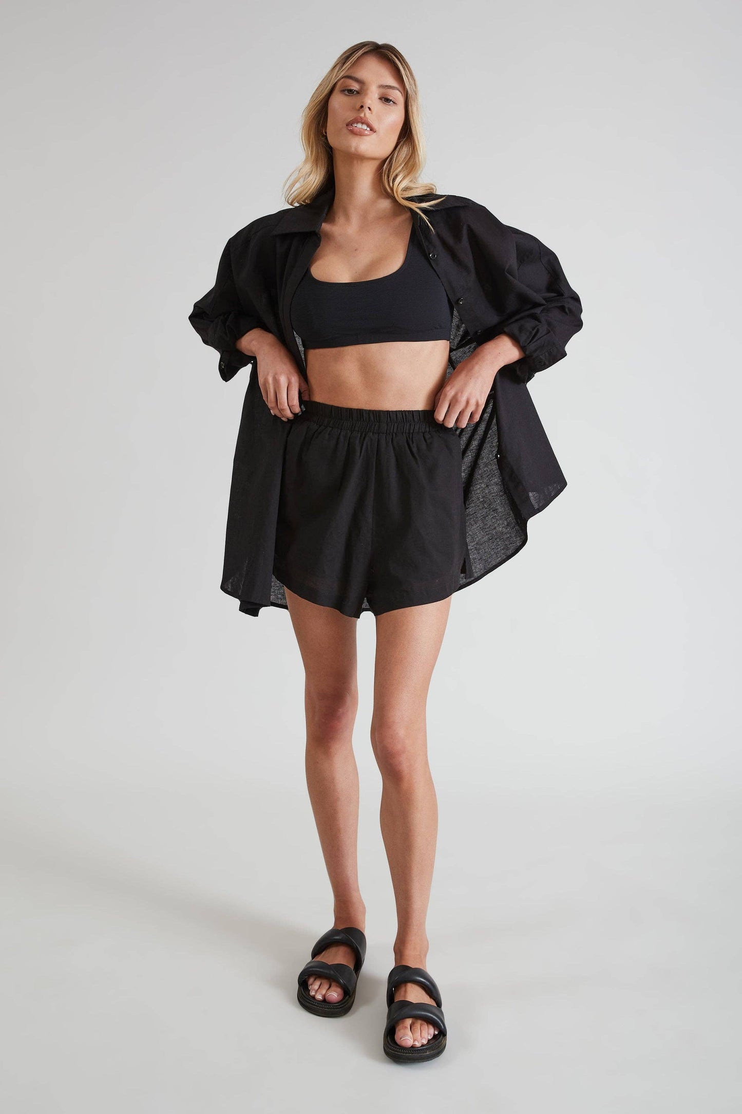 Monaco Linen Short (Black): S