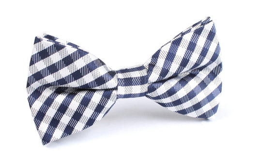 Navy Blue Gingham Bow Tie