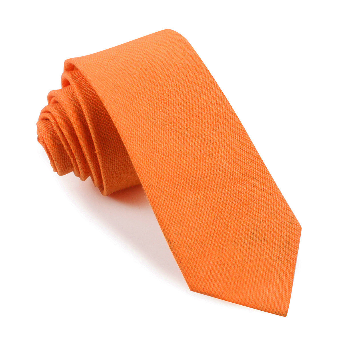 Orange Linen Tie - Skinny