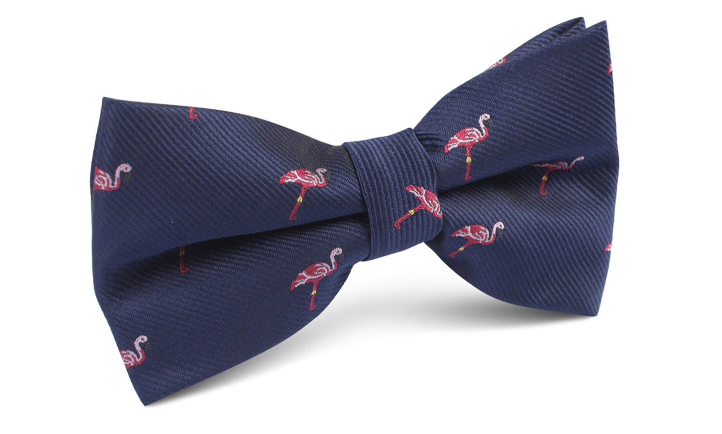 Navy Pink Flamingo Bow Tie