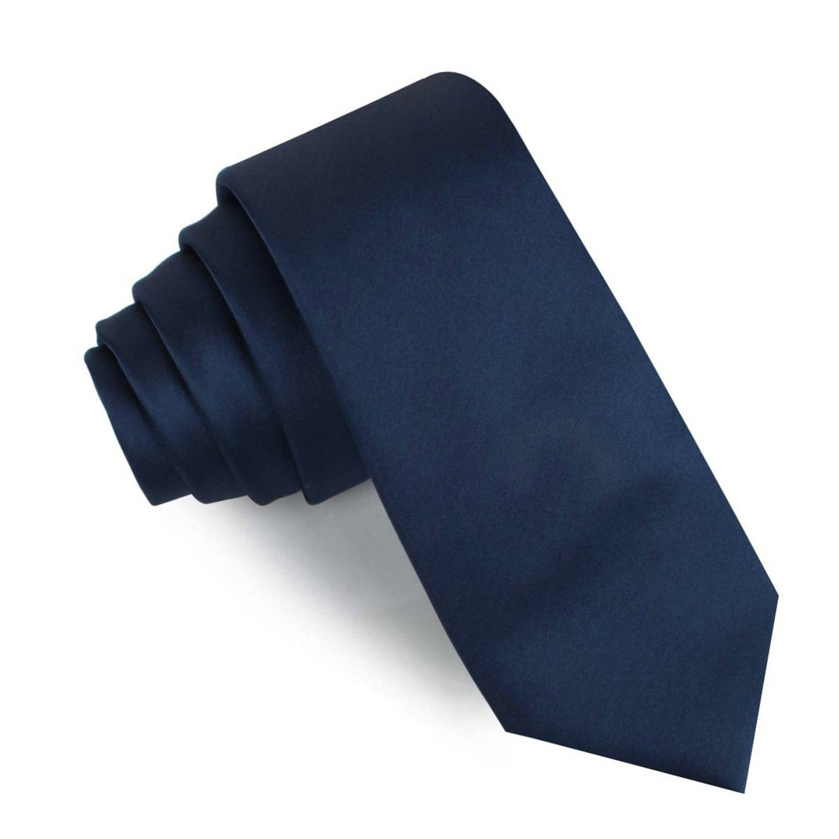 Navy Blue Satin Tie - Skinny