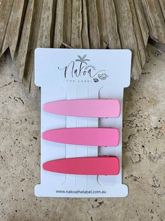Hair Clip - Set of 3 - Solid - Ombré - Pink