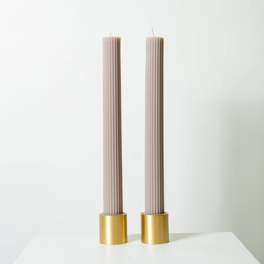 Column Pillar Candle Chocolate Espresso / Taupe