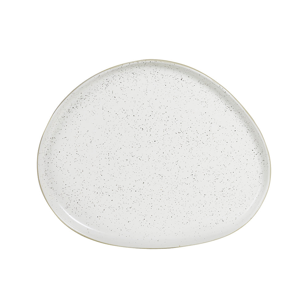 White Speckle Round Platter