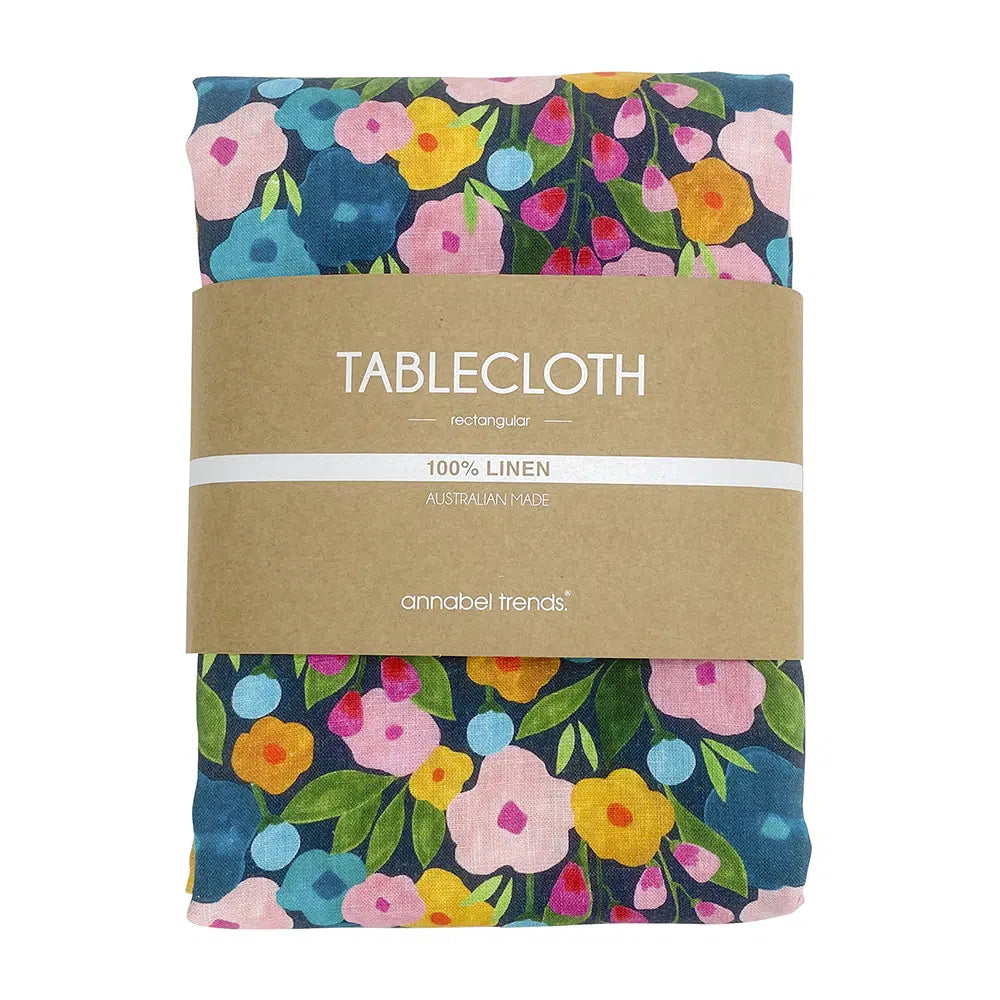 Linen Tablecloth-spring blooms