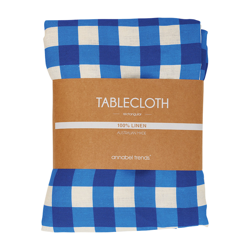 Linen Tablecloth- Cobolt Check